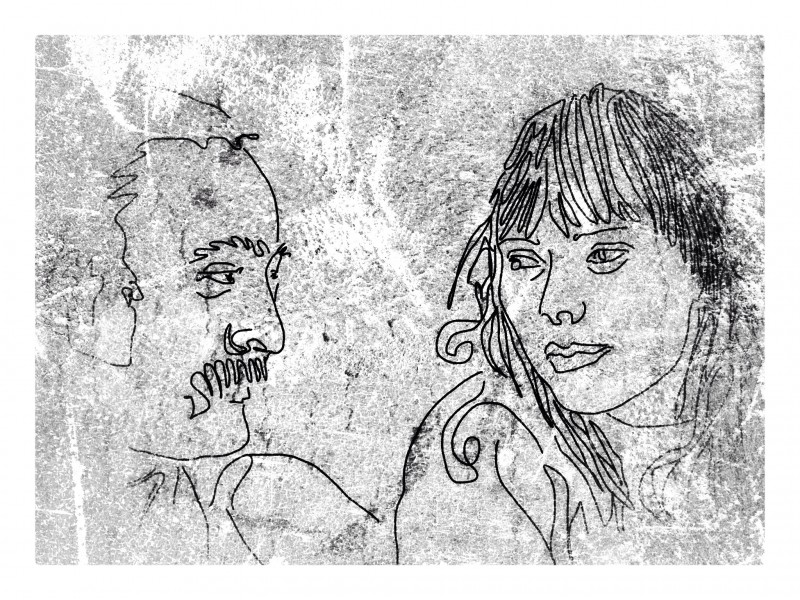 David Crosby and Joni Mitchell (doodled by virtualDavis)